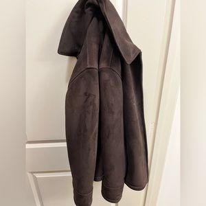 Brown faux fur lined coat. Very warm.